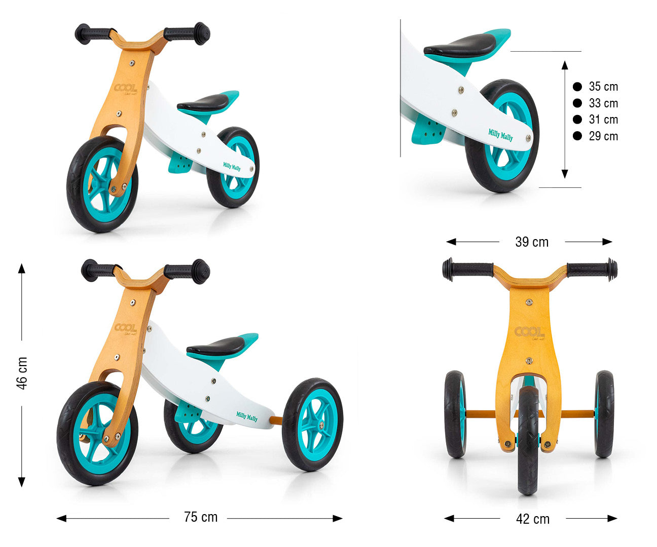 Cool Classic 2-in-1 -potkupyörä, minttu, 18–36 kk - Ride-ons - Lasten ajoneuvot