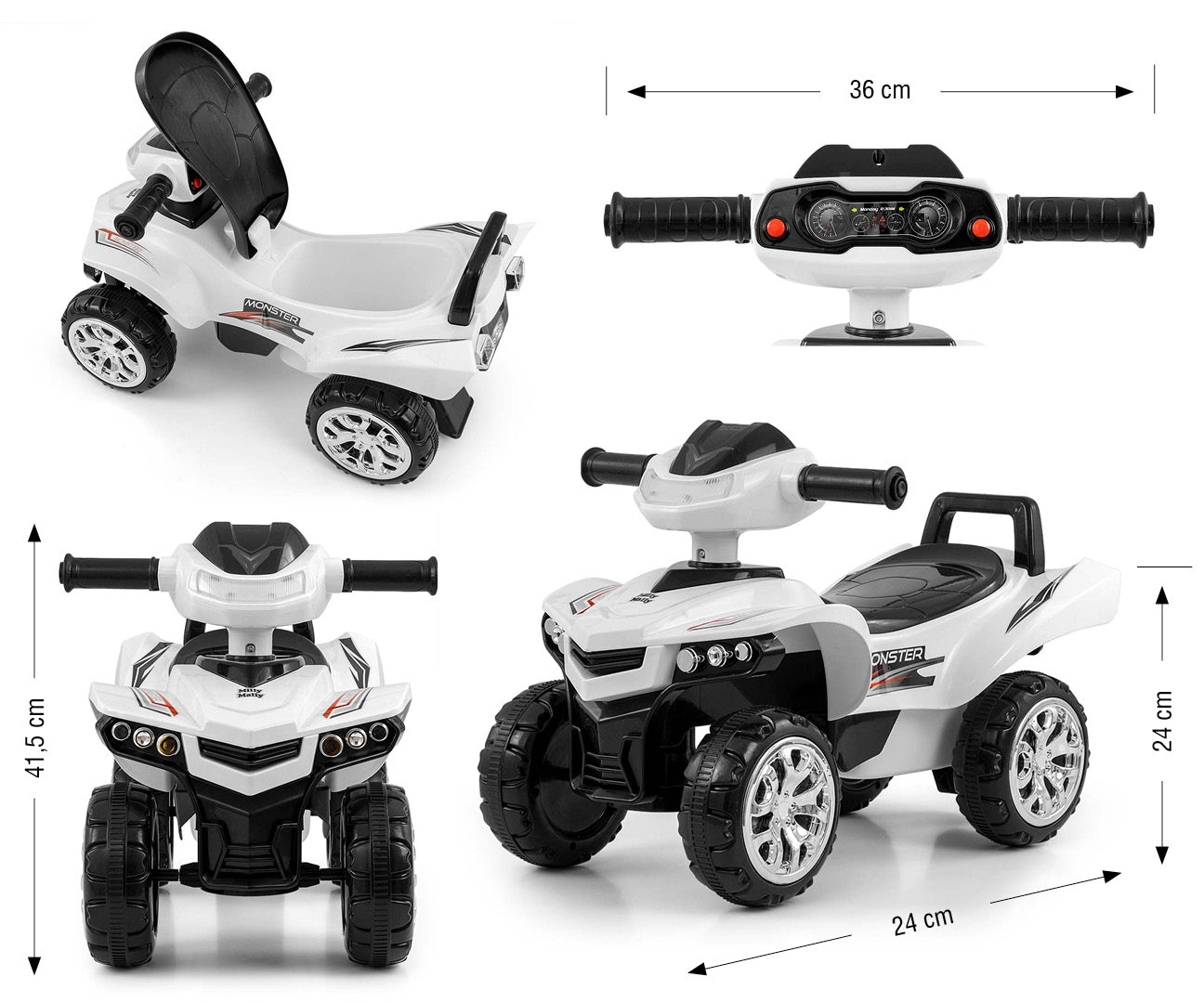 Monster-potkuauto, valkoinen, 12–36 kk - Ride-ons - Lasten ajoneuvot
