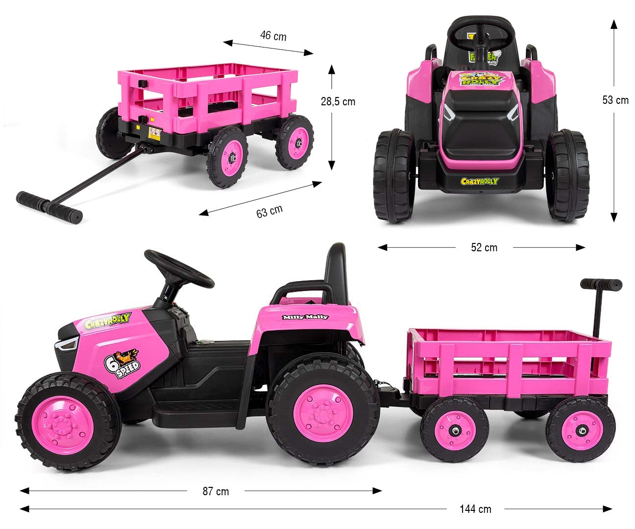 Rolly lasten sähkötraktori pinkki - Sähköautot - Lasten ajoneuvot