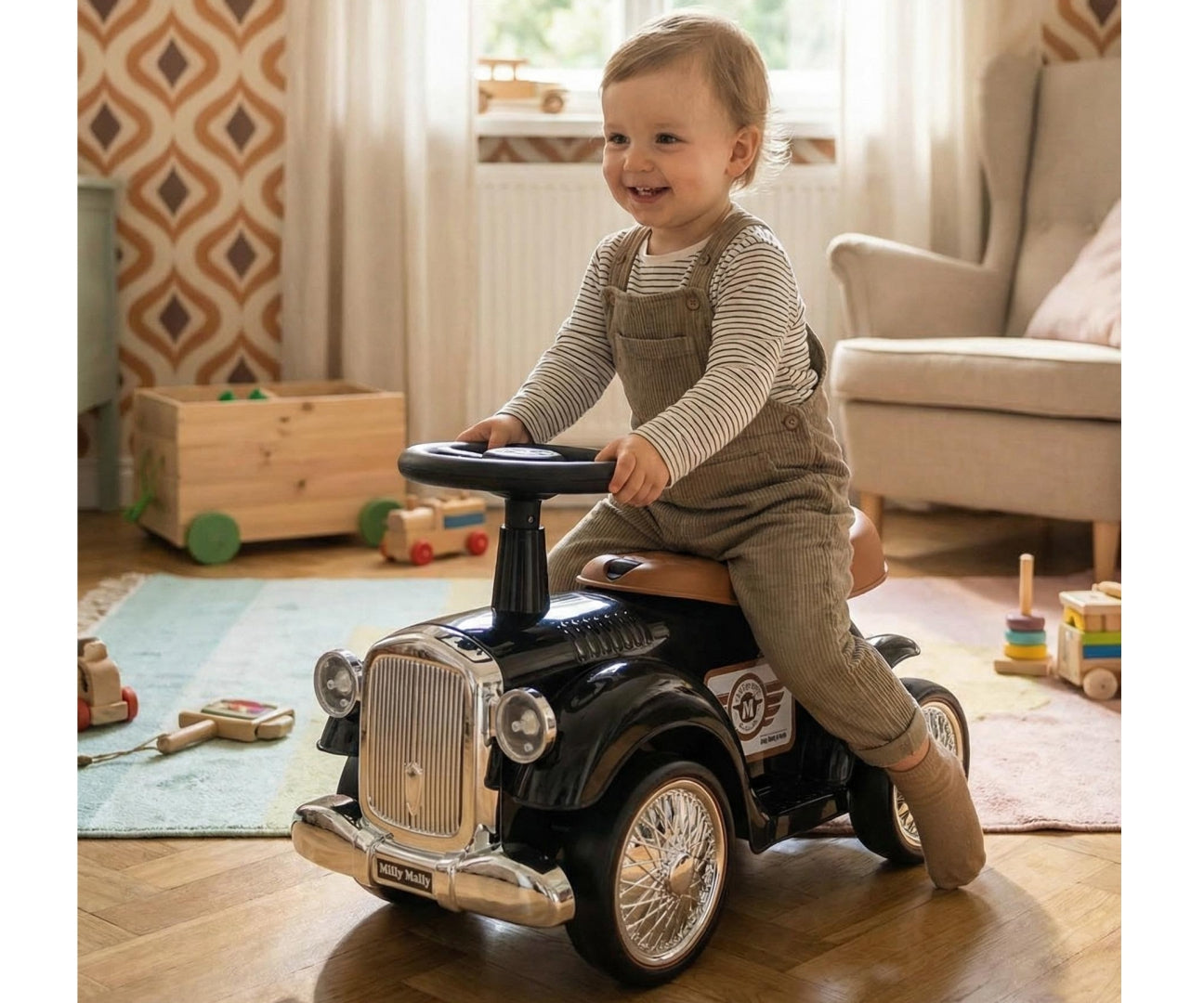 Royce-retroauto, musta, 12–36 kk - Ride-ons - Lasten ajoneuvot