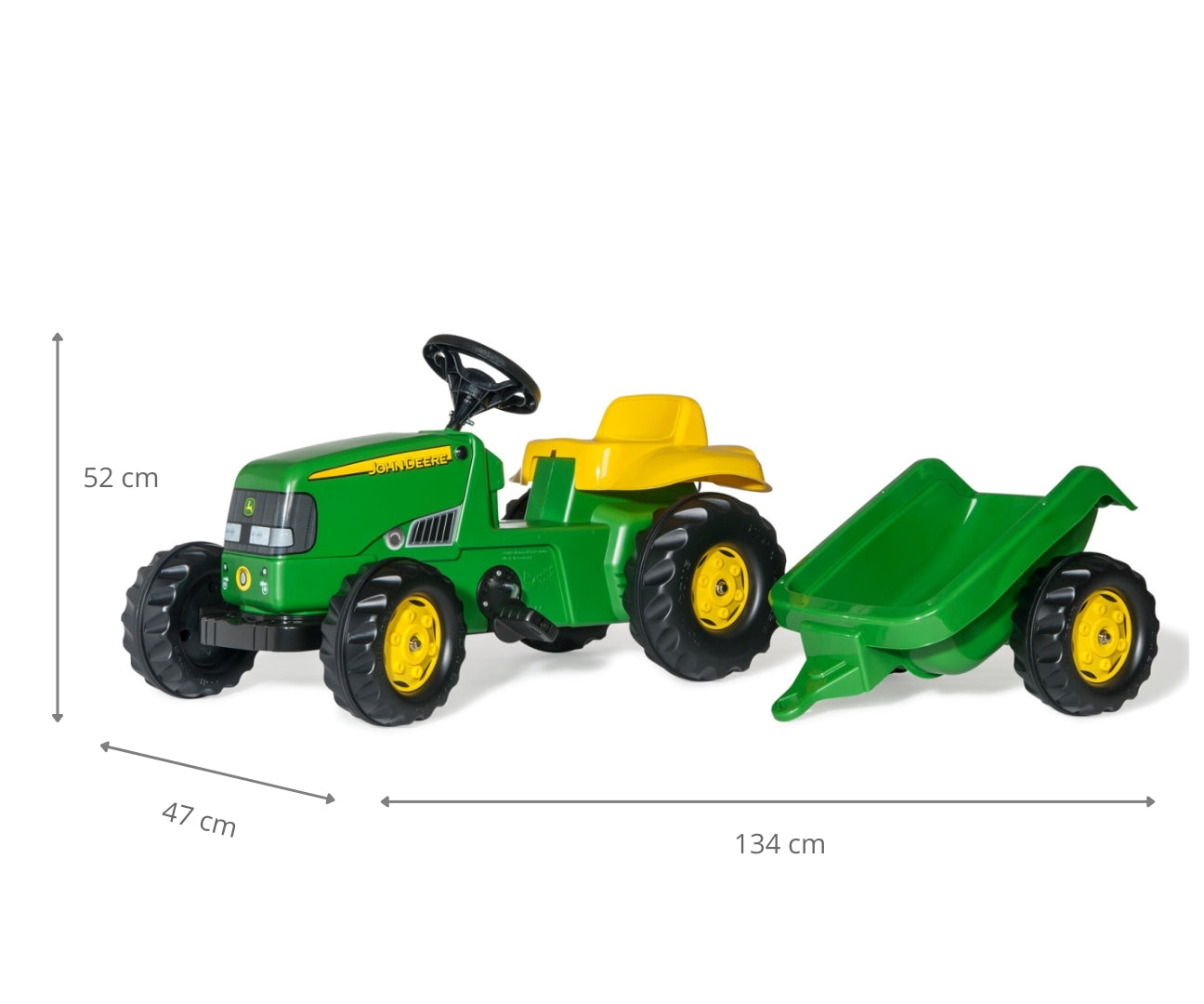 Rolly Kid John Deere -polkutraktori peräkärryllä, 2,5–5 vuotta - Ride-ons - Lasten ajoneuvot
