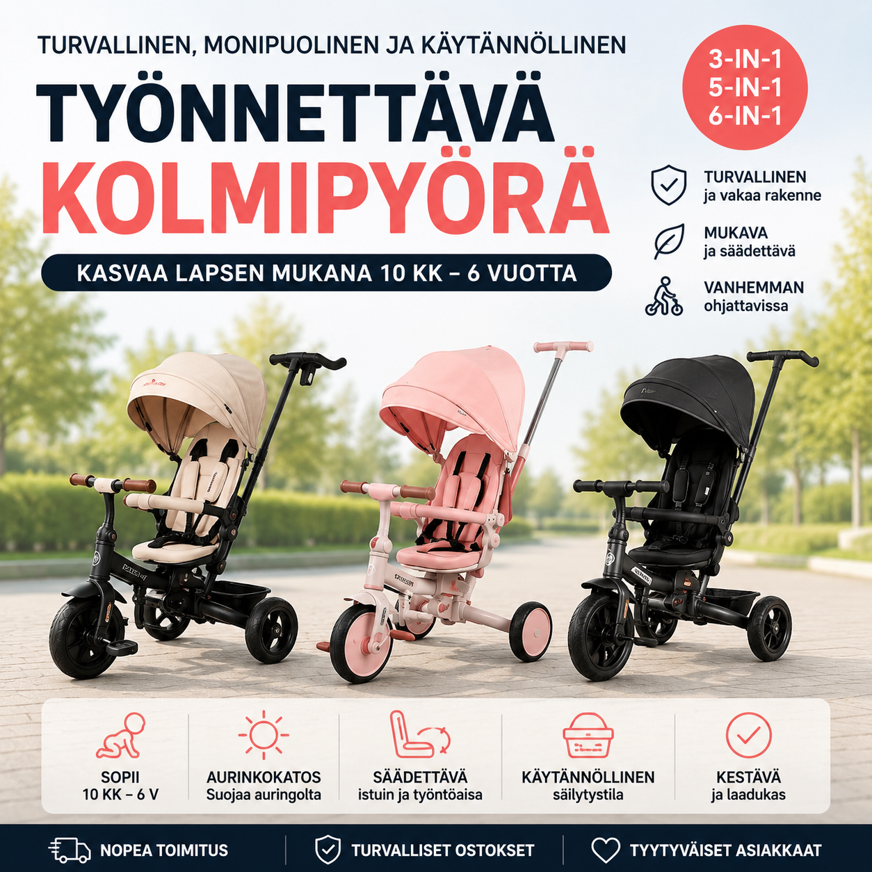 Työnnettävä kolmipyörä