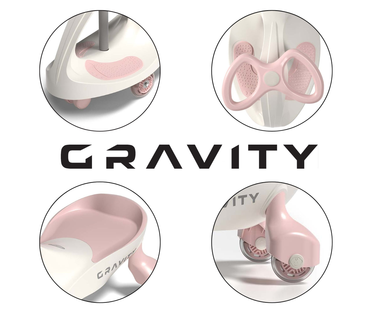 Painovoimalla liikkuva potkuauto Gravity kerma/pinkki 3–8-vuotiaille - Ride-ons - Lasten ajoneuvot