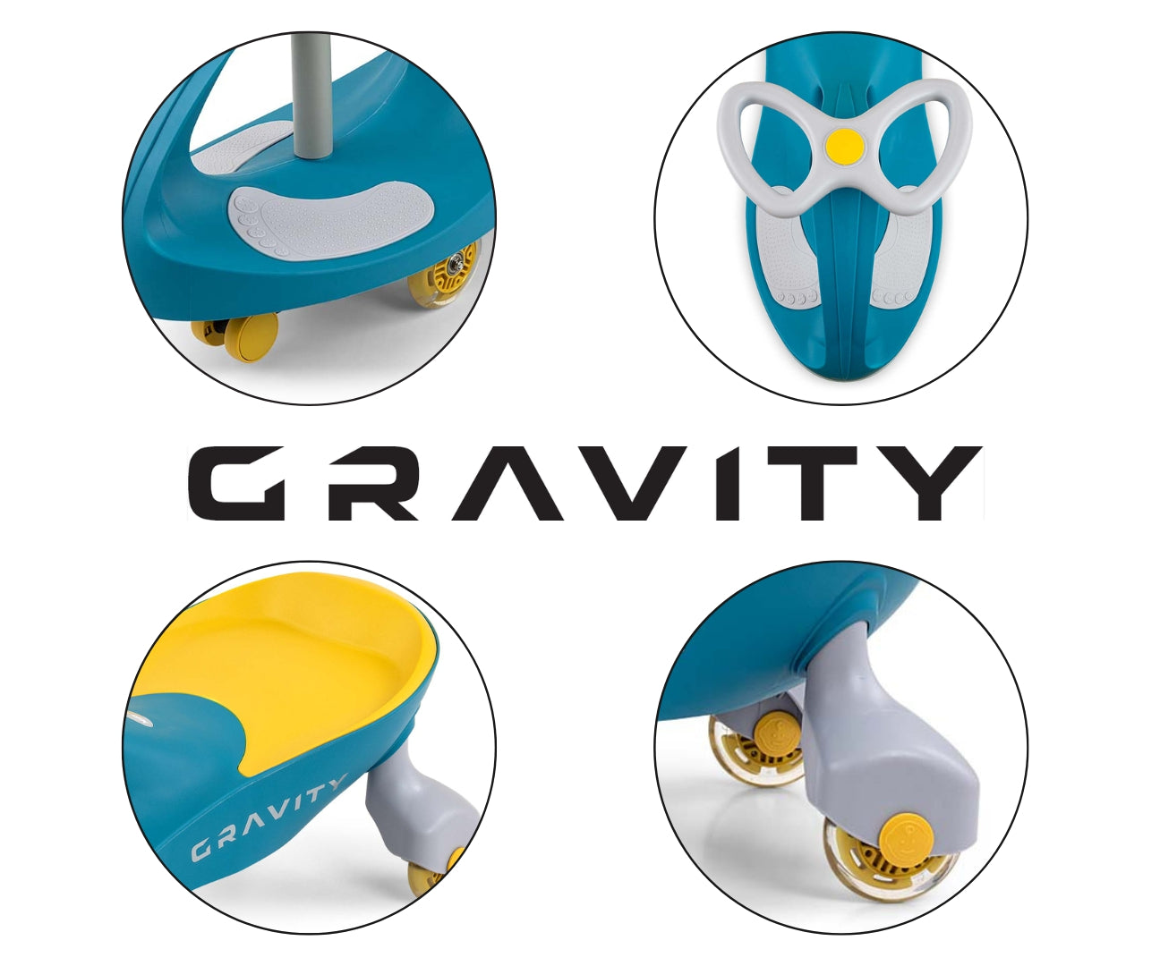 Gravity-ajoneuvo LED-renkailla, vihreä-keltainen, 3+ vuotta - Ride-ons - Lasten ajoneuvot
