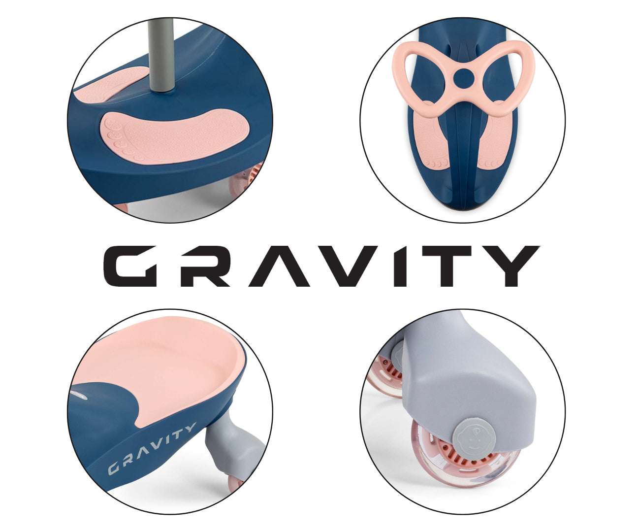 Gravity-ajoneuvo LED-renkailla, navy-pinkki, 3+ vuotta - Ride-ons - Lasten ajoneuvot
