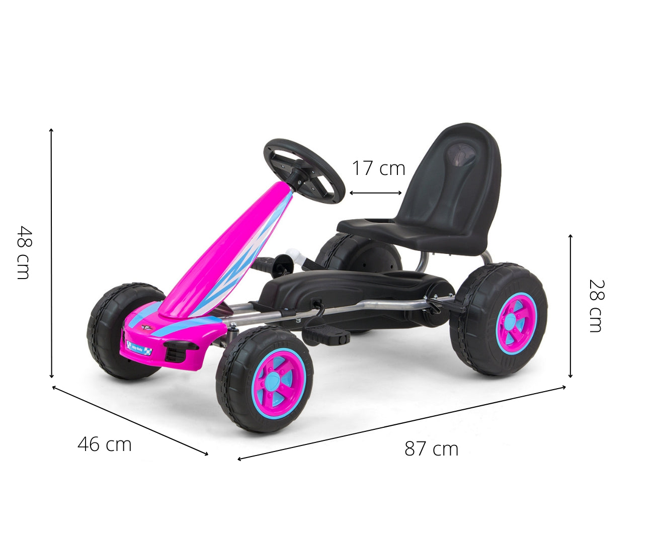 Poljettava lasten kartingauto Viper, pinkki, 3–5-vuotiaille - Kartingit - Lasten ajoneuvot
