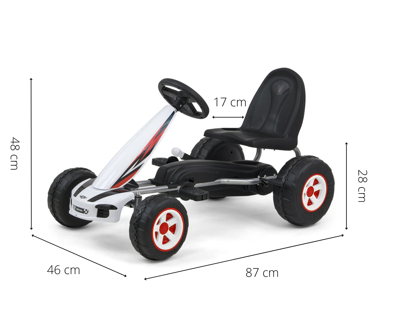 Poljettava lasten kartingauto Viper, valkoinen, 3–5-vuotiaille - Kartingit - Lasten ajoneuvot