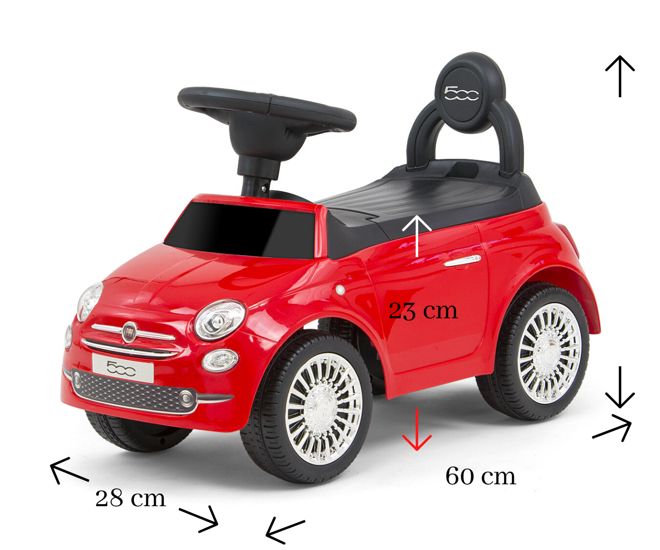 Fiat 500 -potkuauto, punainen, 12–36 kk - Ride-ons - Lasten ajoneuvot