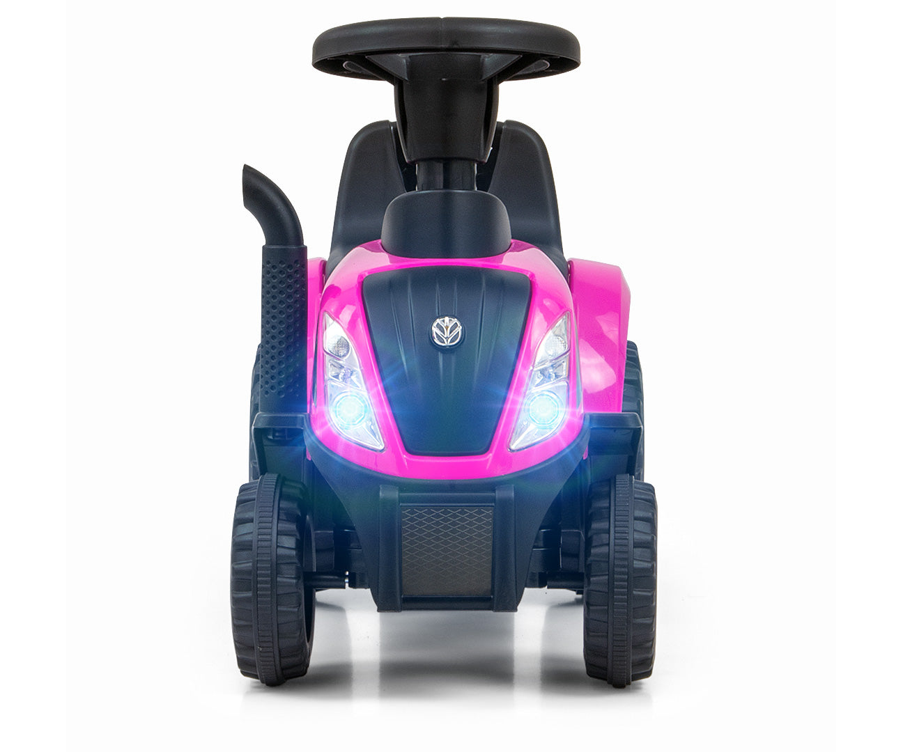 New Holland T7 -traktoripotkuauto peräkärryllä, vaaleanpunainen, 12–36 kk - Ride-ons - Lasten ajoneuvot
