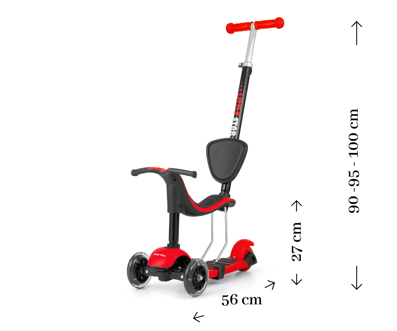 Little Star 3-in-1 lasten potkulauta punainen 18 kk–5 v - Potkulaudat - Lasten ajoneuvot