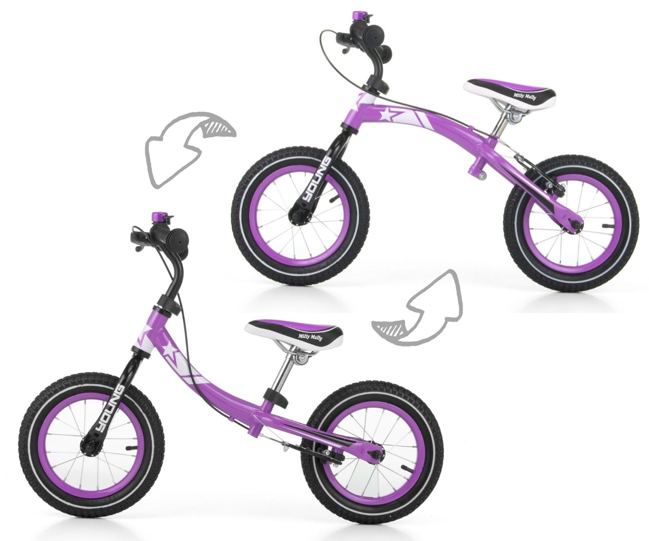 Young juoksupyörä potkupyörä violetti 3+ - Potkupyörät - Lasten ajoneuvot