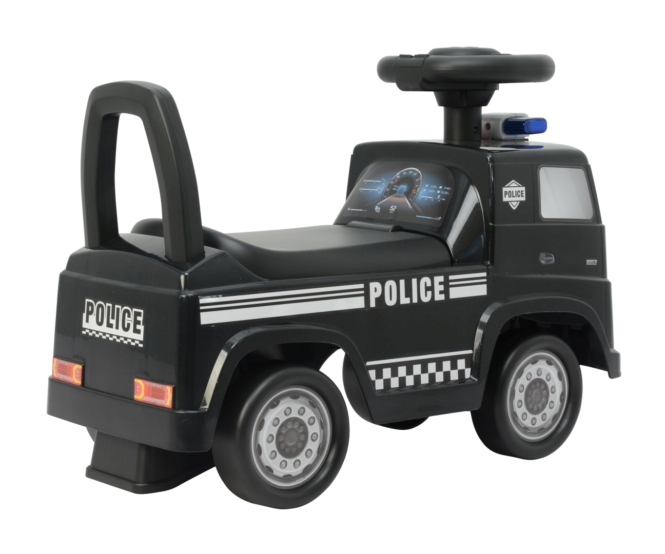 Mercedes-Benz Actros Police -potkuauto, musta, 12–36 kk - Ride-ons - Lasten ajoneuvot