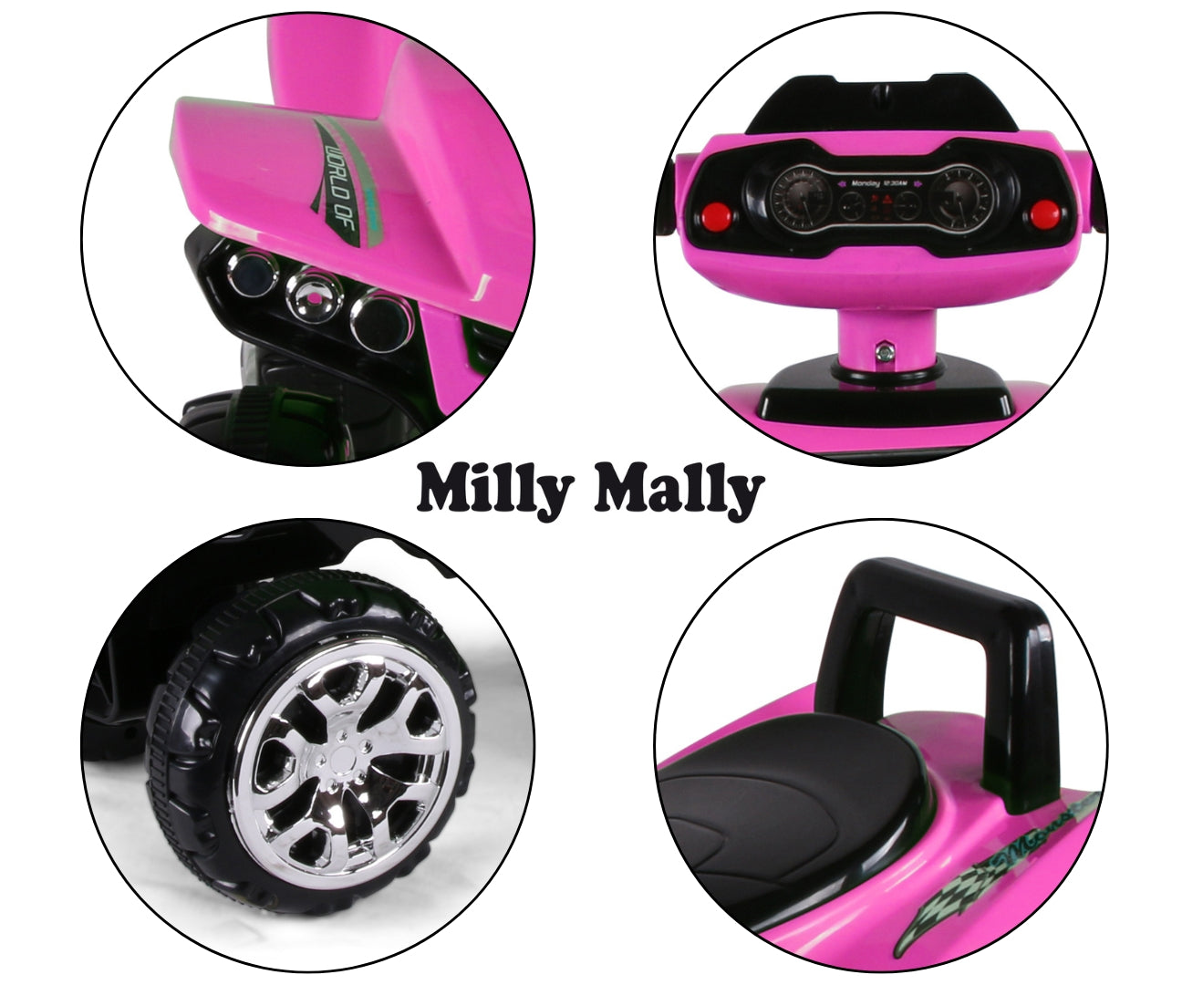 Lasten potkuauto Monster musta/pinkki 12–36 kk - Ride-ons - Lasten ajoneuvot