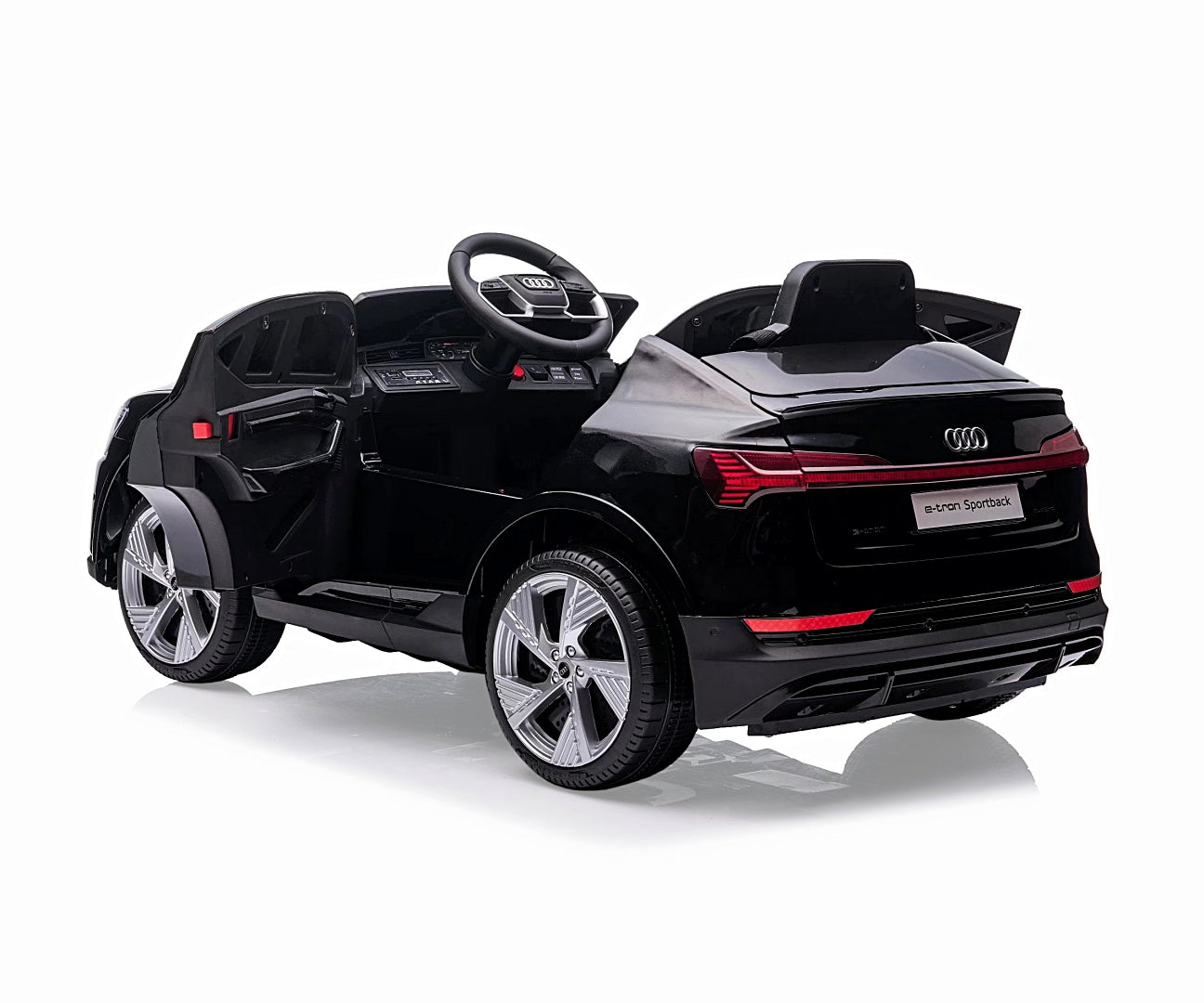 Audi E-Tron Sportback lasten sähköauto musta 3–6 vuotta - Sähköautot - Lasten ajoneuvot