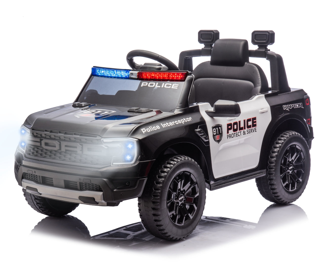 Ford Ranger Poliisi lasten sähköauto musta 3+ - Sähköautot - Lasten ajoneuvot