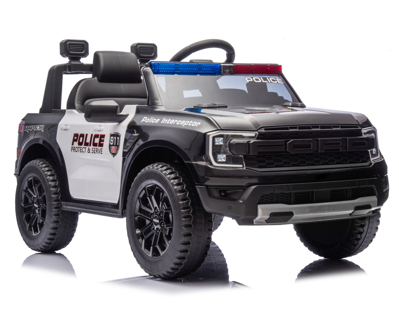 Ford Ranger Poliisi lasten sähköauto musta 3+ - Sähköautot - Lasten ajoneuvot