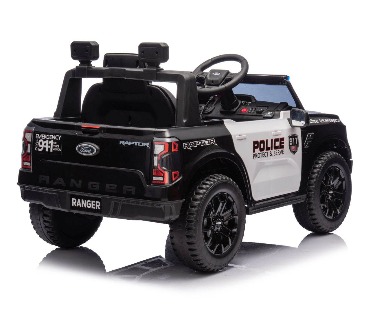 Ford Ranger Poliisi lasten sähköauto musta 3+ - Sähköautot - Lasten ajoneuvot