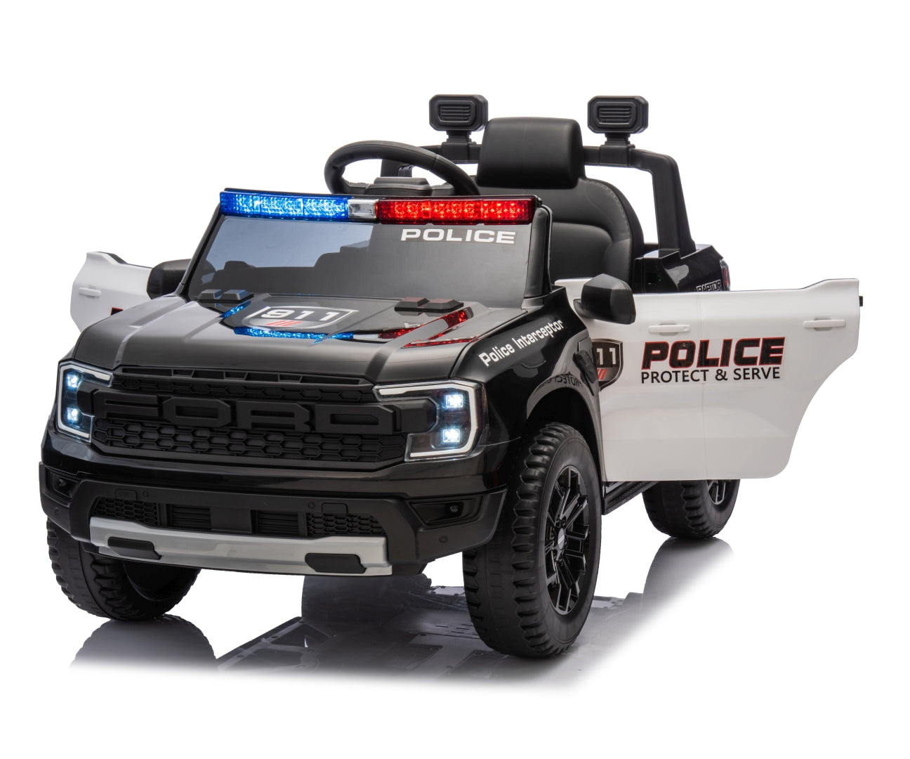 Ford Ranger Poliisi lasten sähköauto musta 3+ - Sähköautot - Lasten ajoneuvot