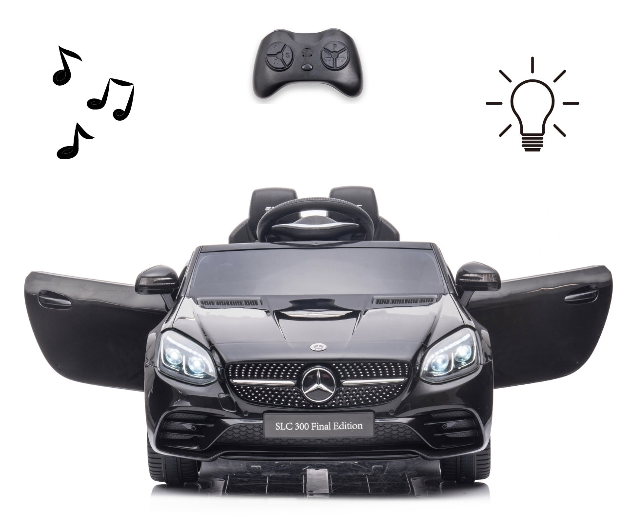 Mercedes-Benz SLC lasten sähköauto musta 3+ - Sähköautot - Lasten ajoneuvot