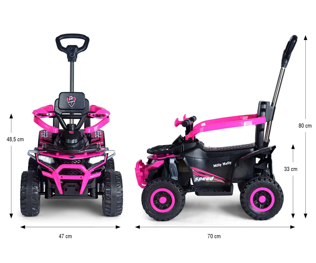 Star sähkömönkijä ja työntöauto lapsille, pinkki - Sähköautot - Lasten ajoneuvot