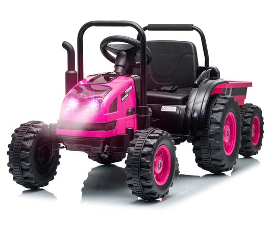 Lasten sähkötraktori peräkärryllä Farmer pinkki - Sähköautot - Lasten ajoneuvot