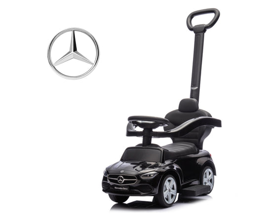 Mercedes C-Class -potkuauto työntöaisalla, musta, 12–36 kk - Ride-ons - Lasten ajoneuvot