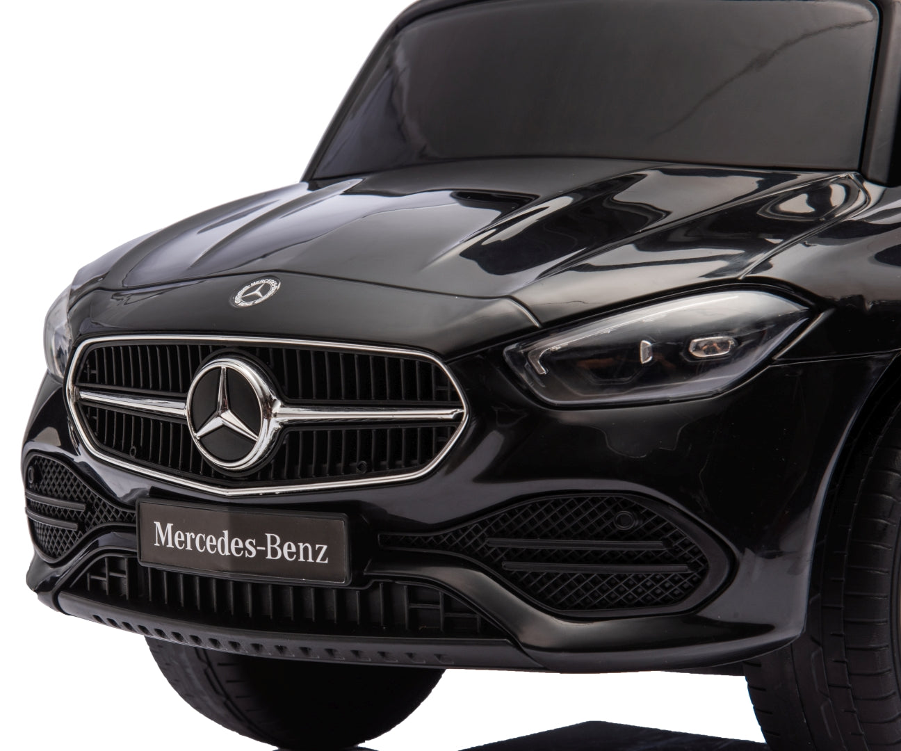 Mercedes C-Class -potkuauto työntöaisalla, musta, 12–36 kk - Ride-ons - Lasten ajoneuvot