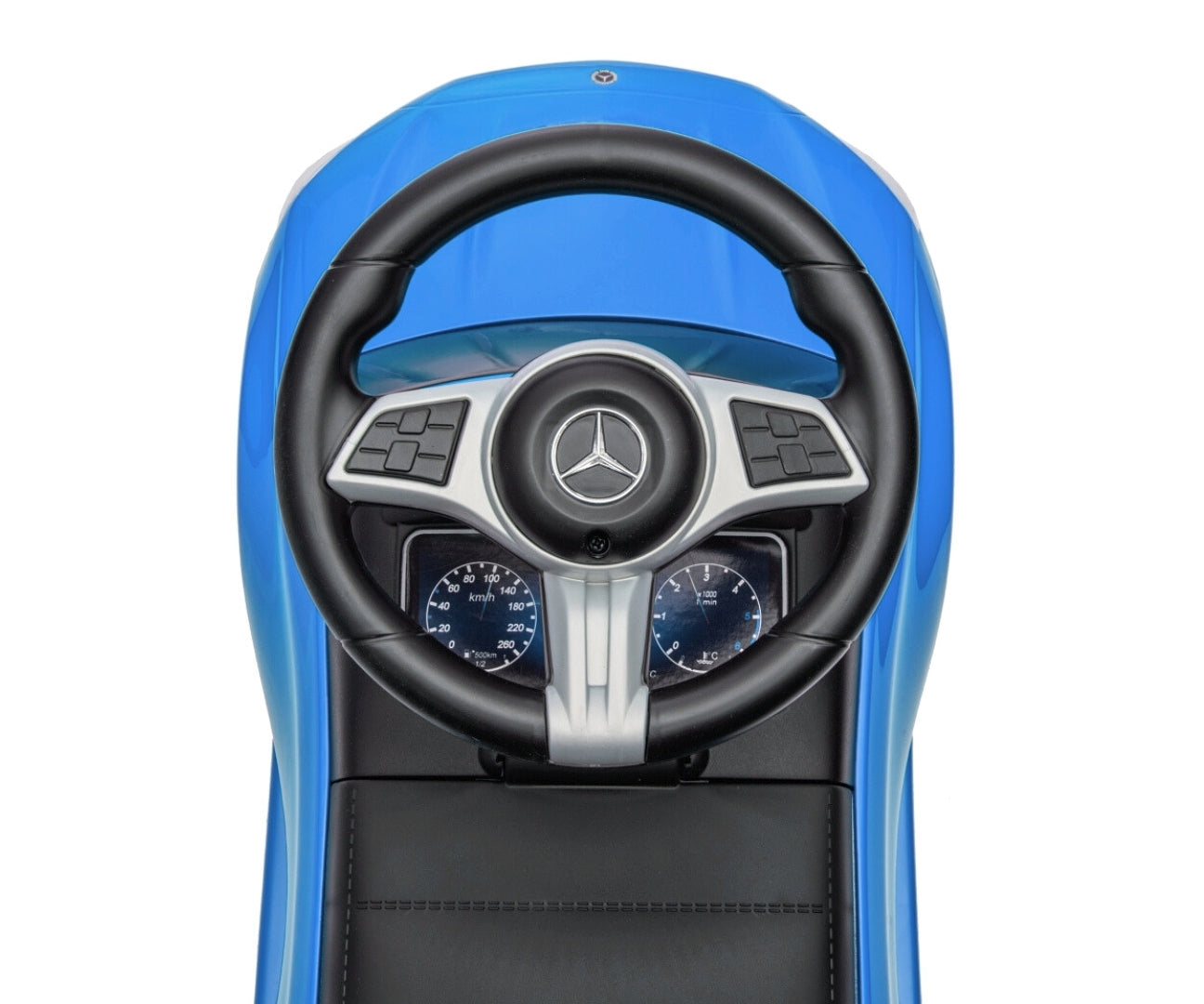 Mercedes C-Class -potkuauto työntöaisalla, sininen, 12–36 kk - Ride-ons - Lasten ajoneuvot
