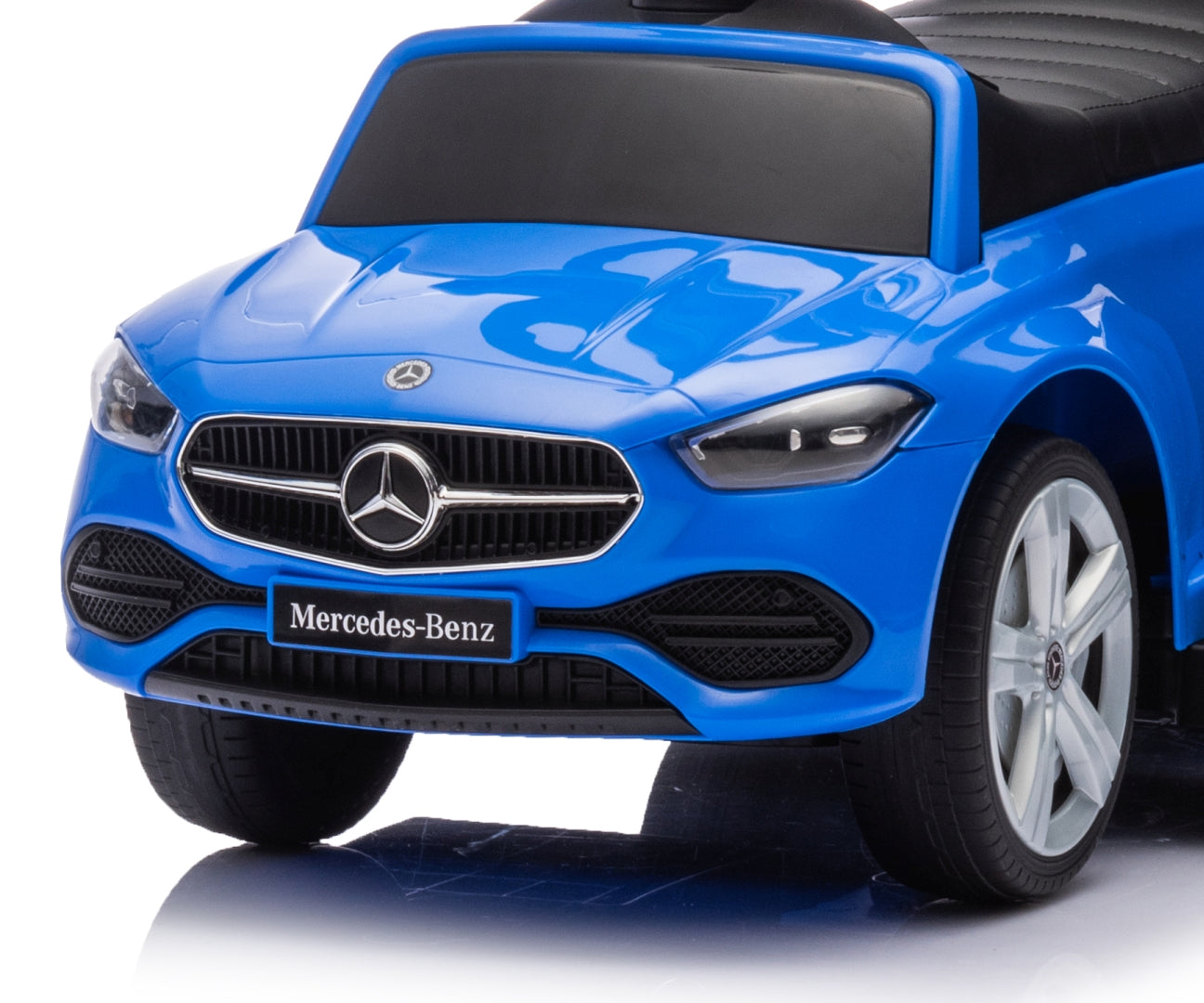 Mercedes C-Class -potkuauto työntöaisalla, sininen, 12–36 kk - Ride-ons - Lasten ajoneuvot