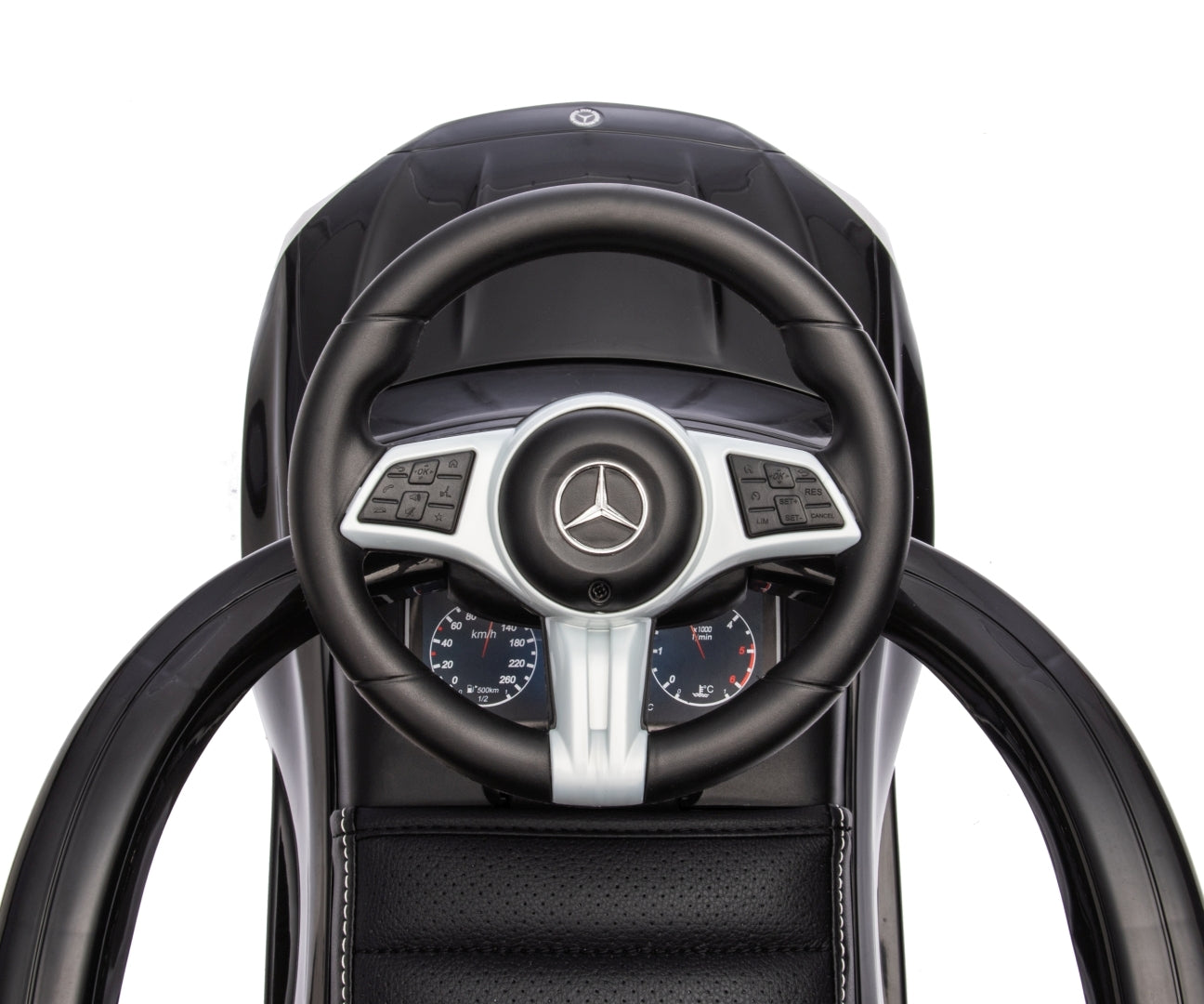 Mercedes C-Class Deluxe -potkuauto työntöaisalla, musta, 12–36 kk - Ride-ons - Lasten ajoneuvot