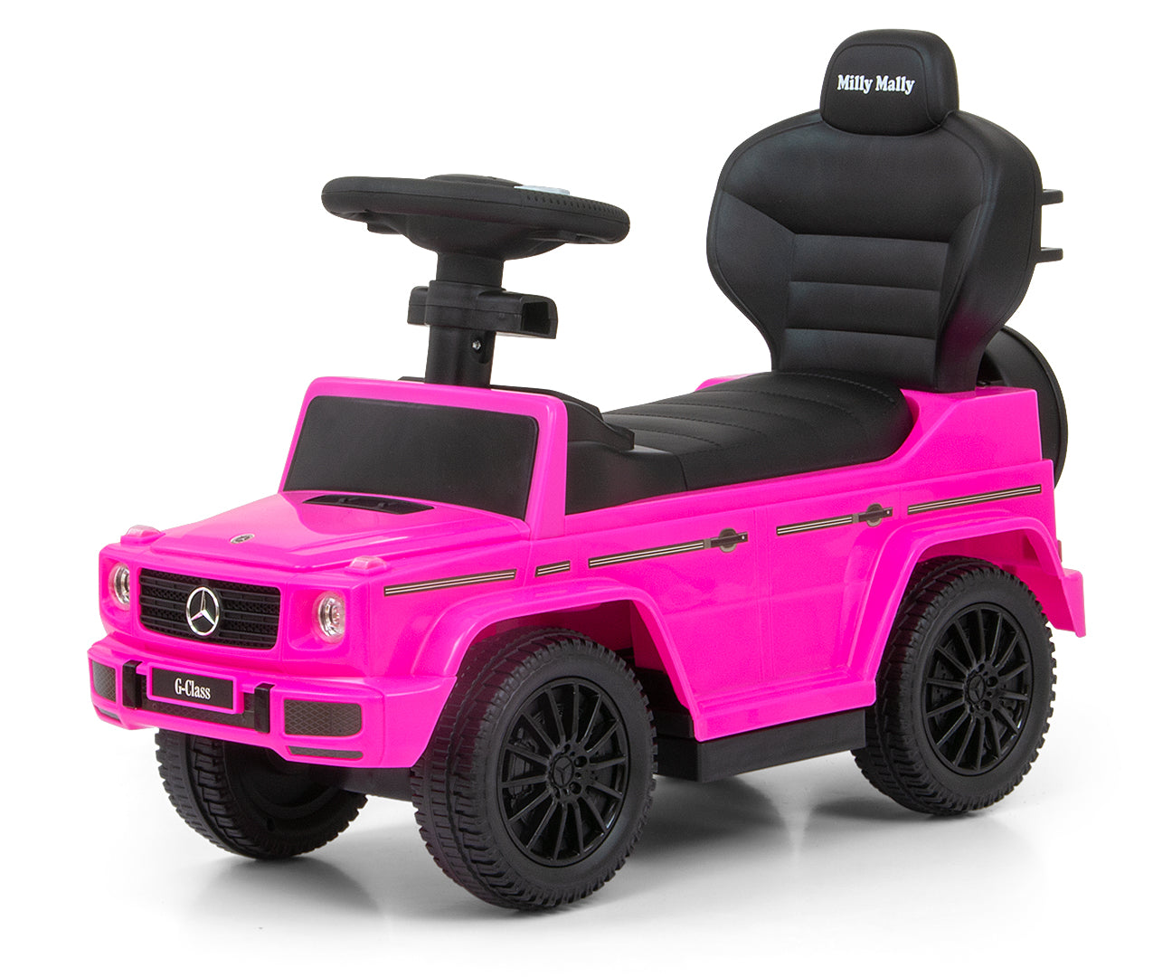 Mercedes G350d -potkuauto työntökahvalla, vaaleanpunainen, 12–36 kk - Ride-ons - Lasten ajoneuvot