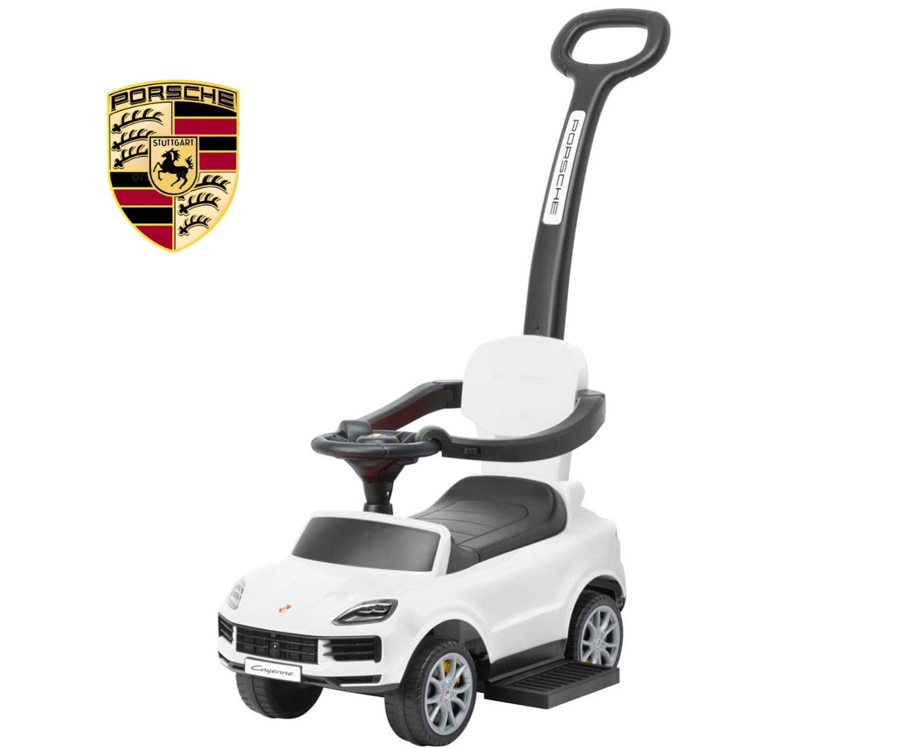 Työntökahvallinen potkuauto Porsche Cayenne valkoinen 12–36 kk - Ride-ons - Lasten ajoneuvot