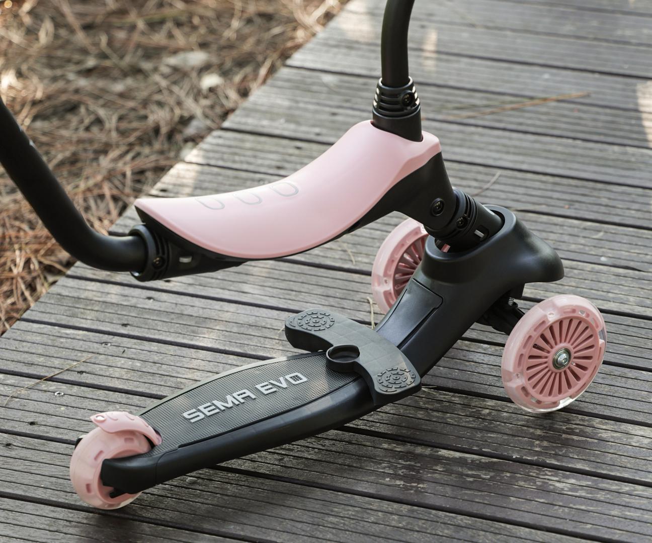 Sema Evo 3-in-1 lasten potkulauta korallipinkki 1–6 v - Potkulaudat - Lasten ajoneuvot