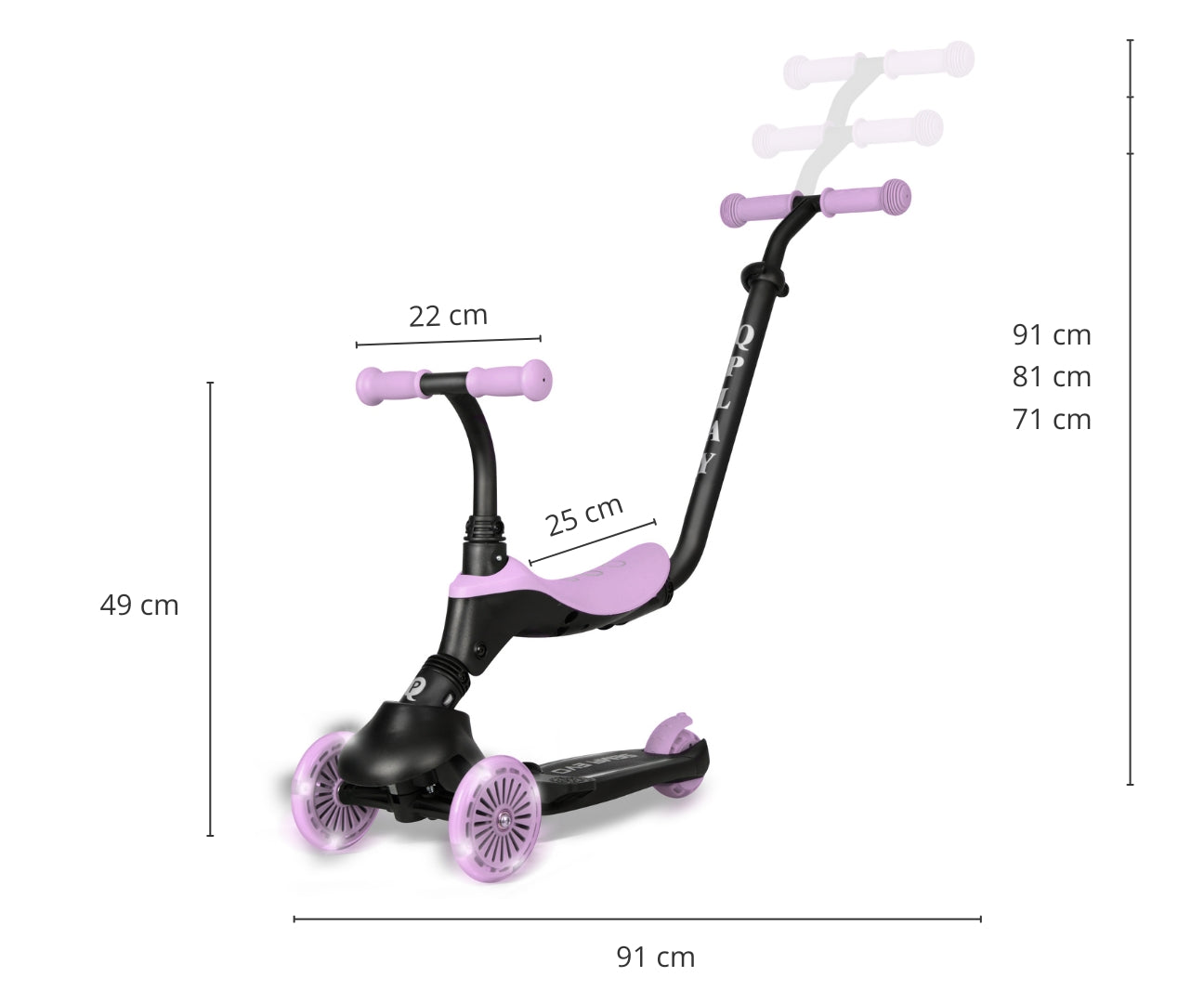 Sema Evo 3-in-1 lasten potkulauta violetti 1–6 v - Potkulaudat - Lasten ajoneuvot