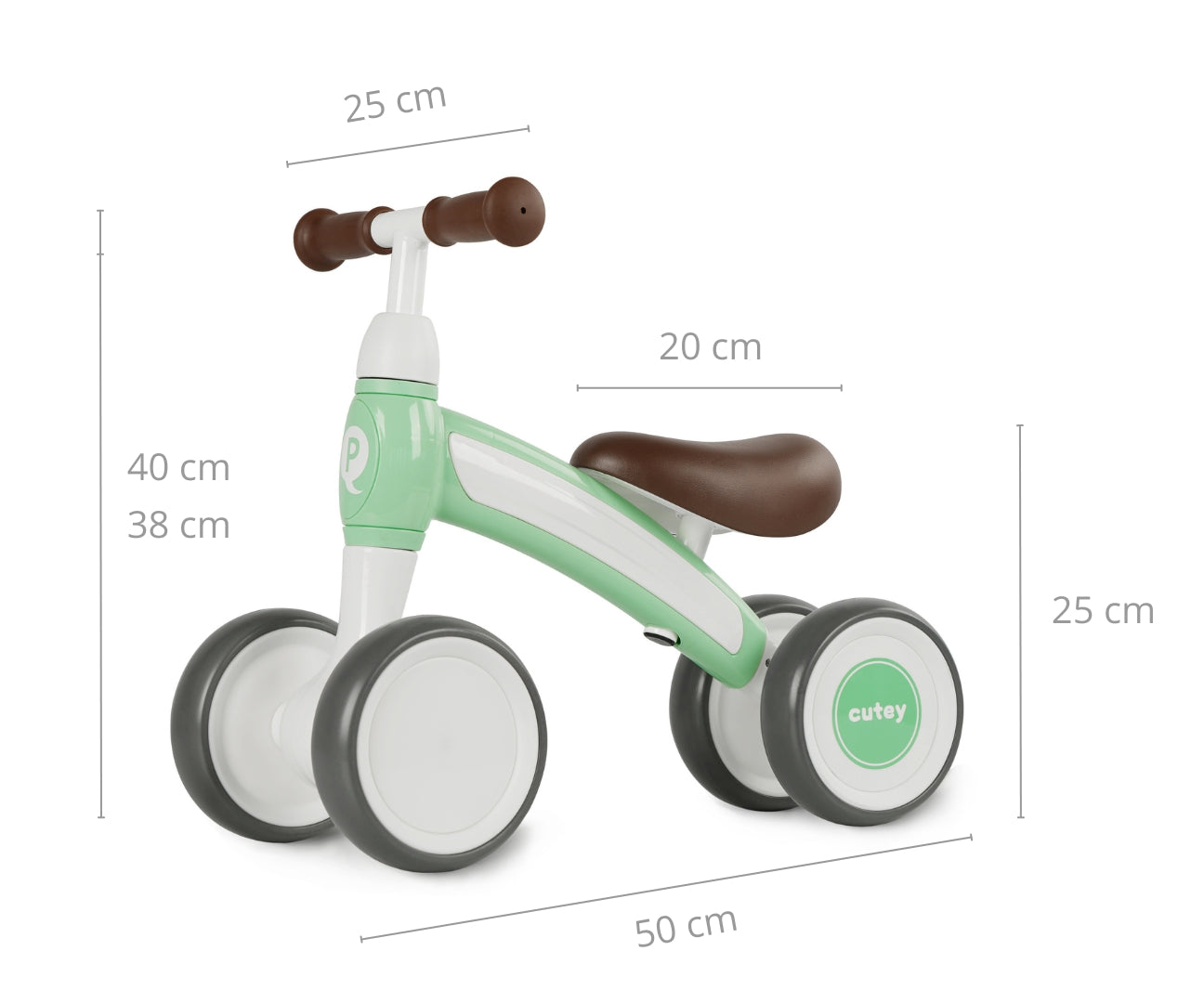Cutey Retro -potkuauto, vihreä, 1–3 vuotta - Ride-ons - Lasten ajoneuvot