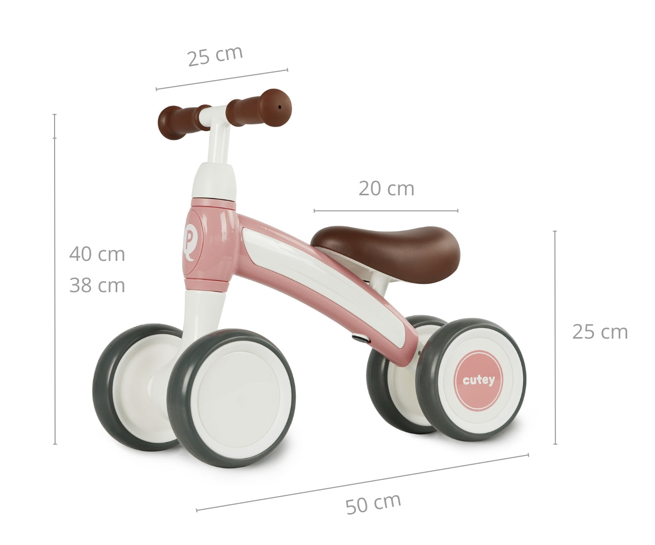 Cutey Retro -potkuauto, vaaleanpunainen, 1–3 vuotta - Ride-ons - Lasten ajoneuvot