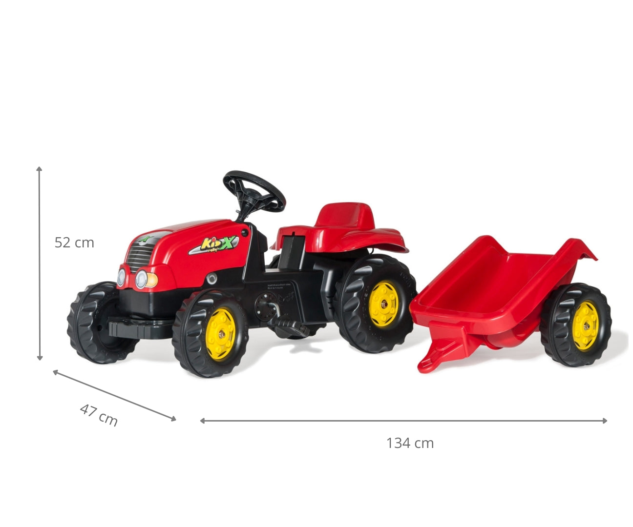 Rolly Kid -polkutraktori peräkärryllä, punainen, 2,5–5 vuotta - Ride-ons - Lasten ajoneuvot