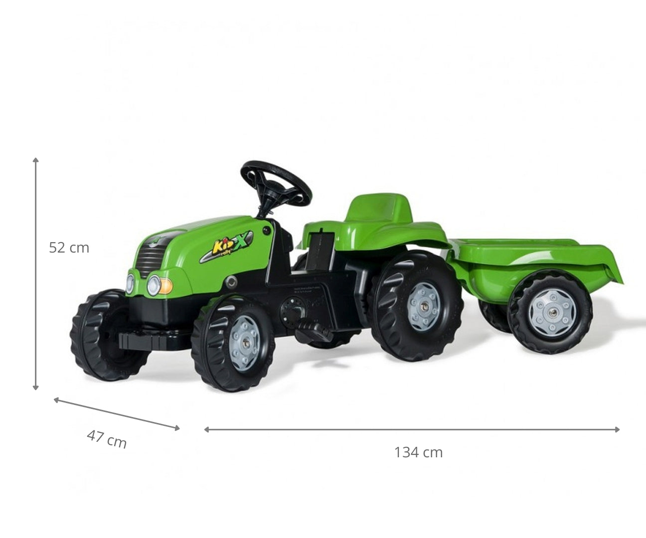 Rolly Kid -polkutraktori peräkärryllä, vihreä, 2,5–5 vuotta - Ride-ons - Lasten ajoneuvot