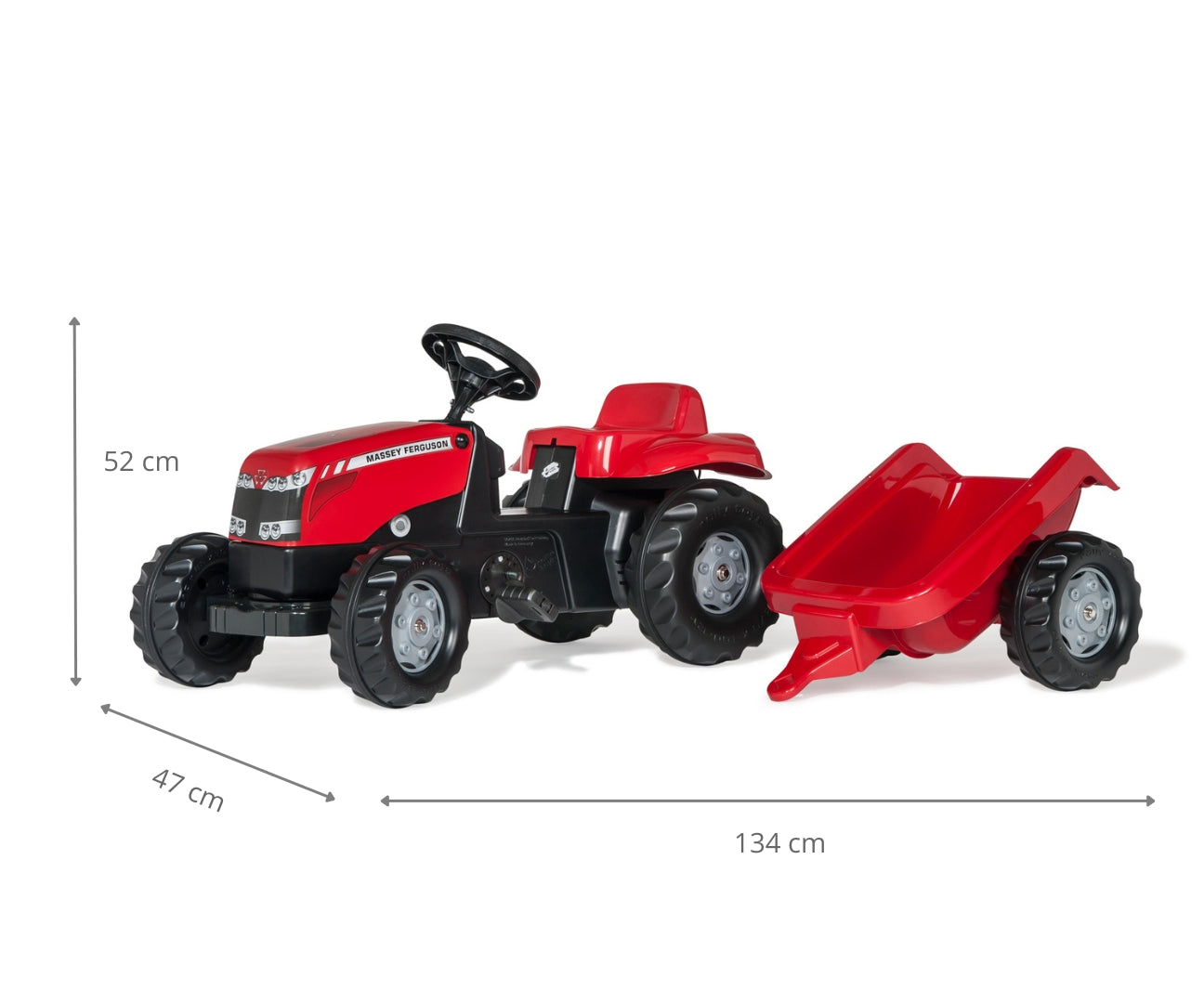 Rolly Kid Massey Ferguson -polkutraktori perävaunulla, 2,5–5 v - Ride-ons - Lasten ajoneuvot