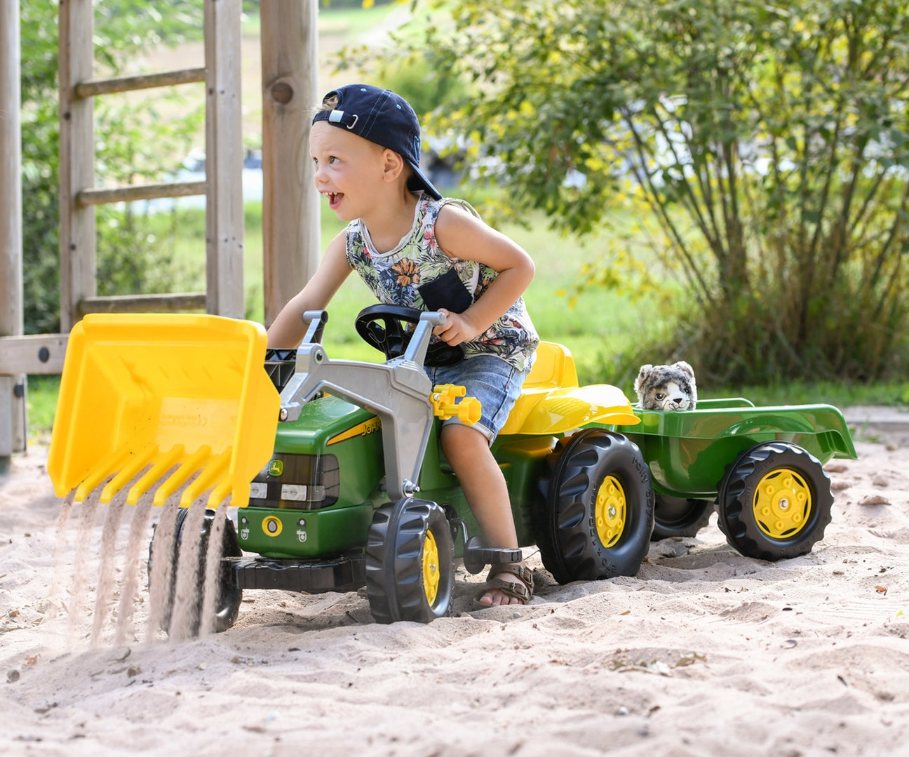 Rolly Kid John Deere -polkutraktori etukuormaajalla ja peräkärryllä, 30 kk–5 vuotta - Ride-ons - Lasten ajoneuvot