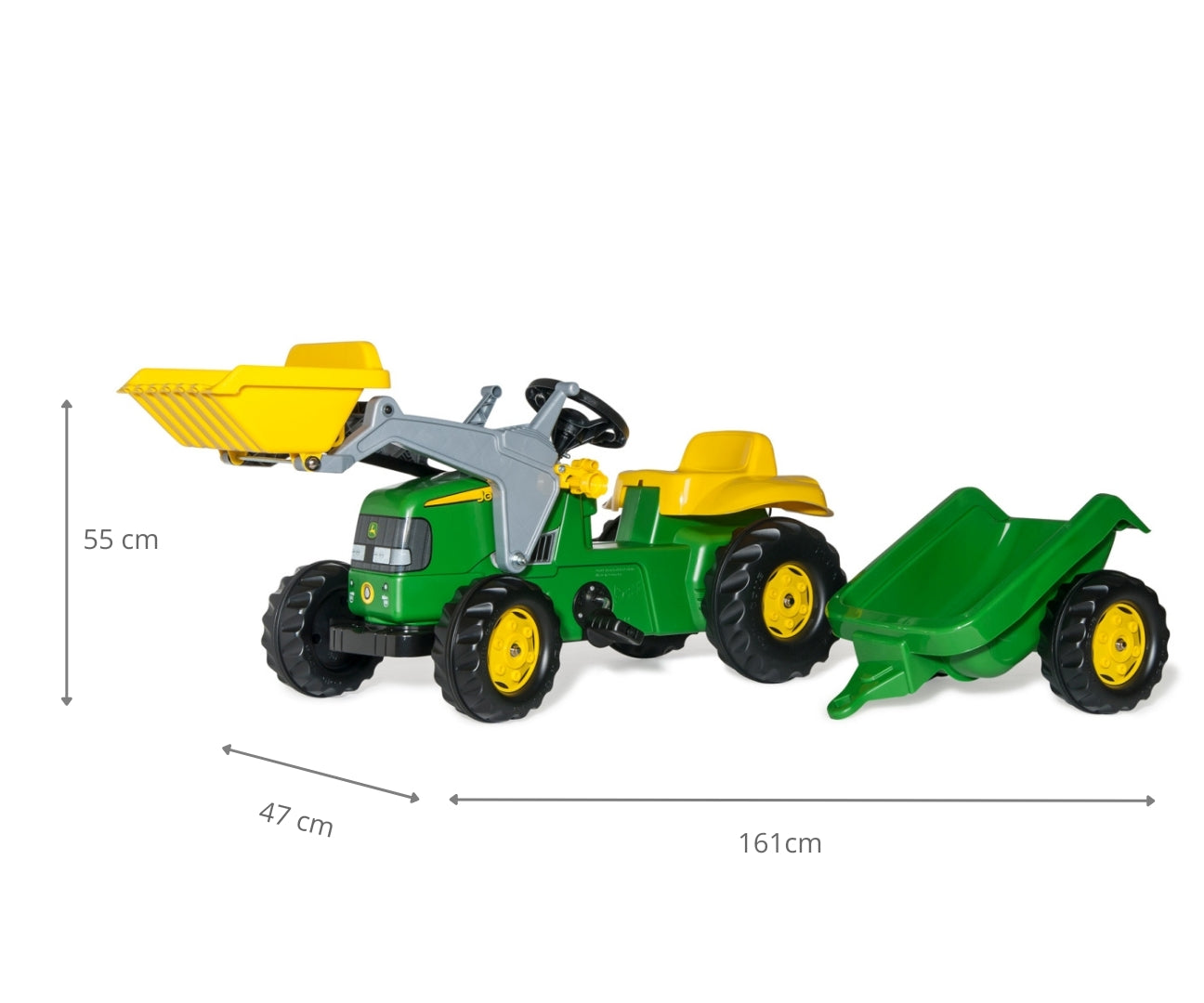Rolly Kid John Deere -polkutraktori etukuormaajalla ja peräkärryllä, 30 kk–5 vuotta - Ride-ons - Lasten ajoneuvot
