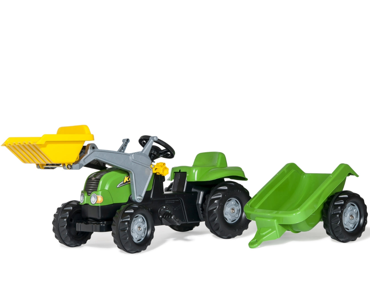 Rolly Kid X -polkutraktori etukuormaajalla ja peräkärryllä, vihreä, 2,5–5 vuotta - Ride-ons - Lasten ajoneuvot