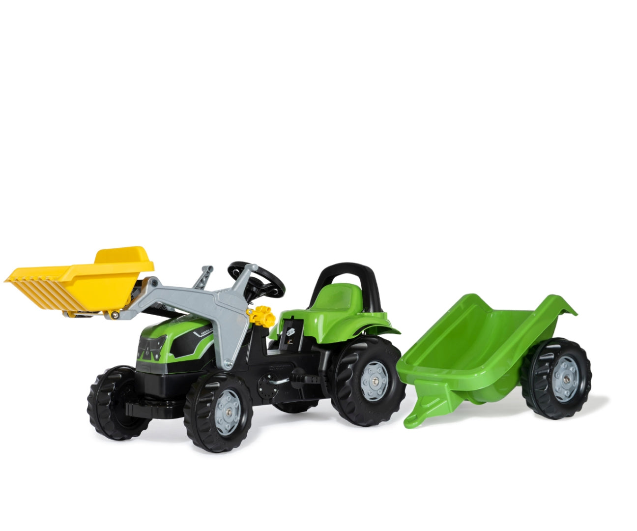 Rolly Kid Deutz-Fahr 5115G TB -polkutraktori etukuormaajalla ja peräkärryllä, 2,5–5 vuotta - Ride-ons - Lasten ajoneuvot
