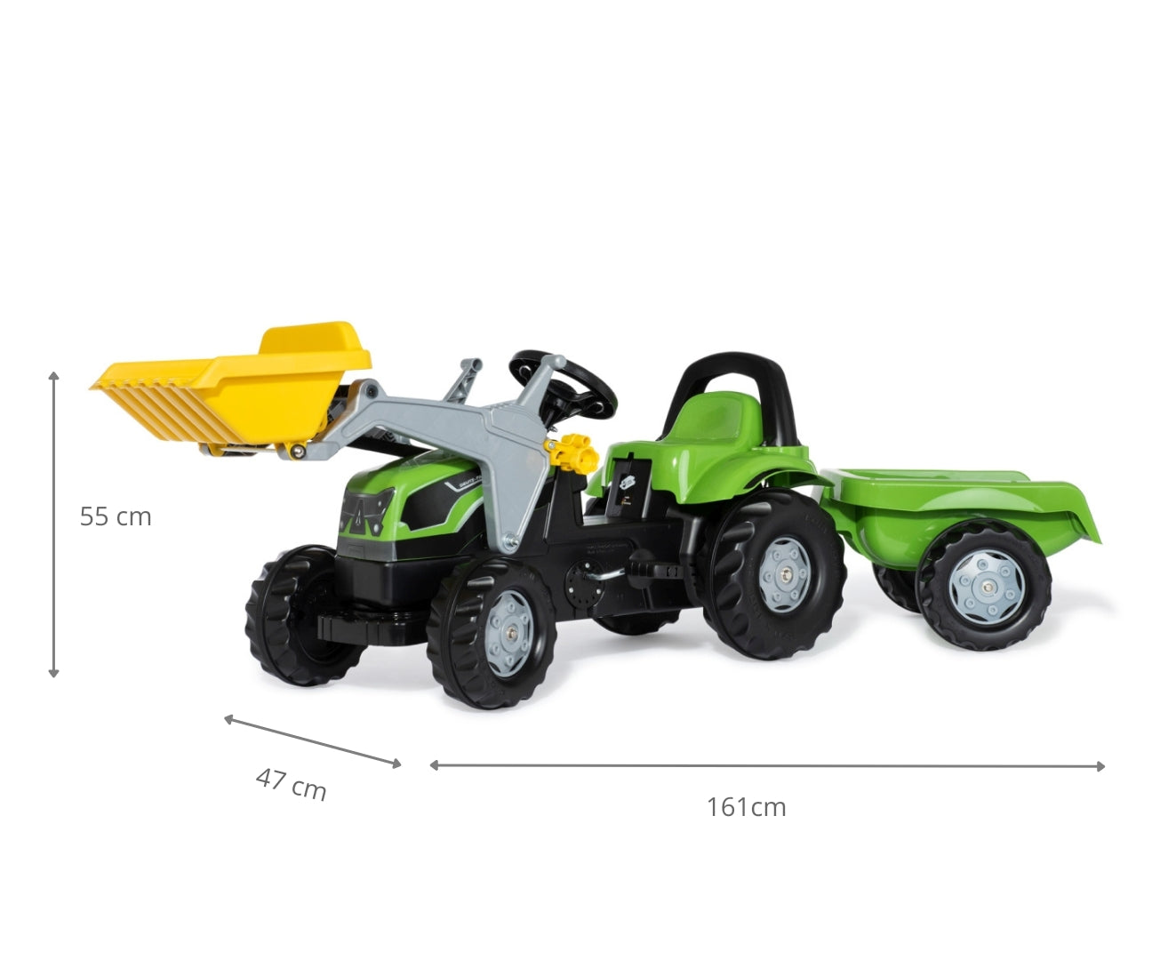 Rolly Kid Deutz-Fahr 5115G TB -polkutraktori etukuormaajalla ja peräkärryllä, 2,5–5 vuotta - Ride-ons - Lasten ajoneuvot