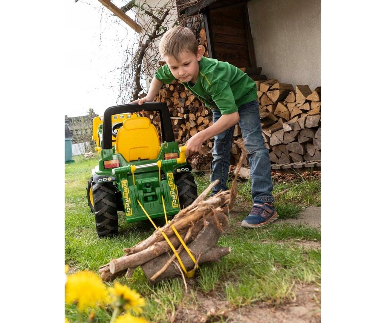 Rolly Toys -vinssi John Deere -traktoreihin, vihreä, 3–10 vuotta - Ride-ons - Lasten ajoneuvot