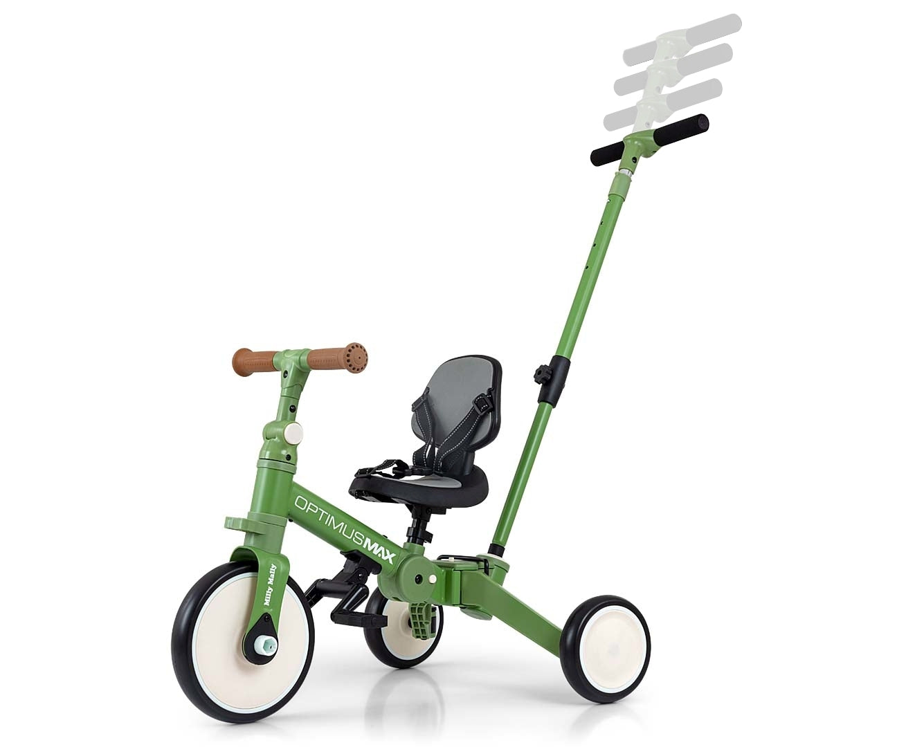 Optimus Max 5in1 vihreä kolmipyörä lapselle 12 kuukautta+ - Kolmipyörät - Lasten ajoneuvot