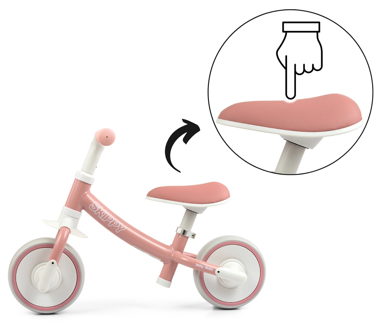 Juoksupyörä potkupyörä Skippy pinkki 2–4-vuotiaille - Potkupyörät - Lasten ajoneuvot