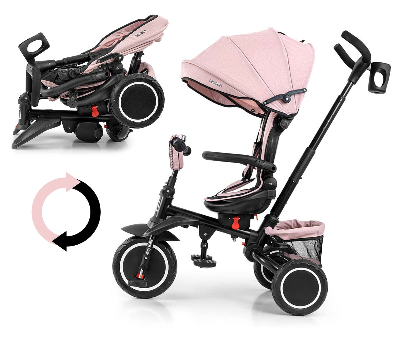 Stanley 6in1 pinkki kolmipyörä lapselle 1–5 vuotta - Kolmipyörät - Lasten ajoneuvot